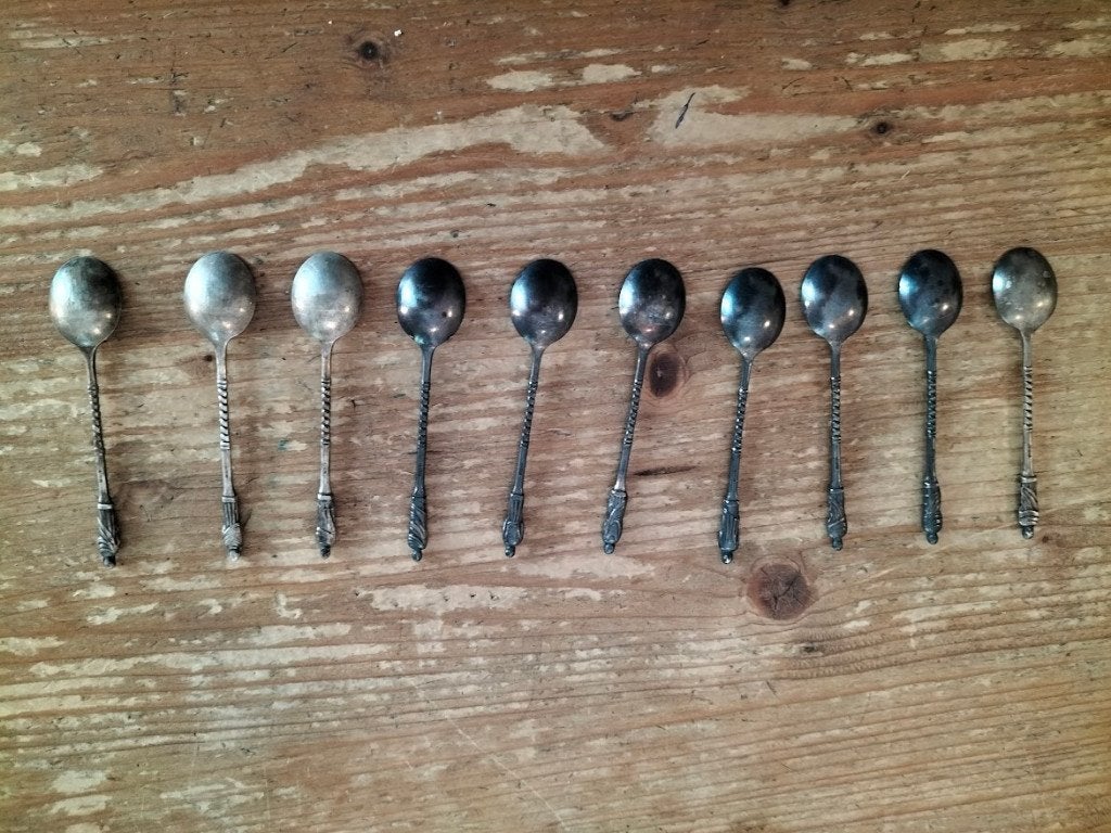 verzilverde apostel theelepeltjes, Ophalen