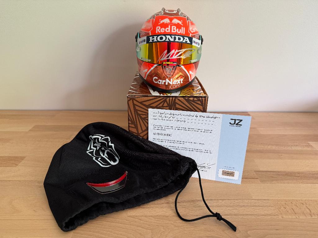 Gesigneerd Max Verstappen 1:2 Helm België 2021 + COA, Ophalen of Verzenden, Nieuw, Formule 1
