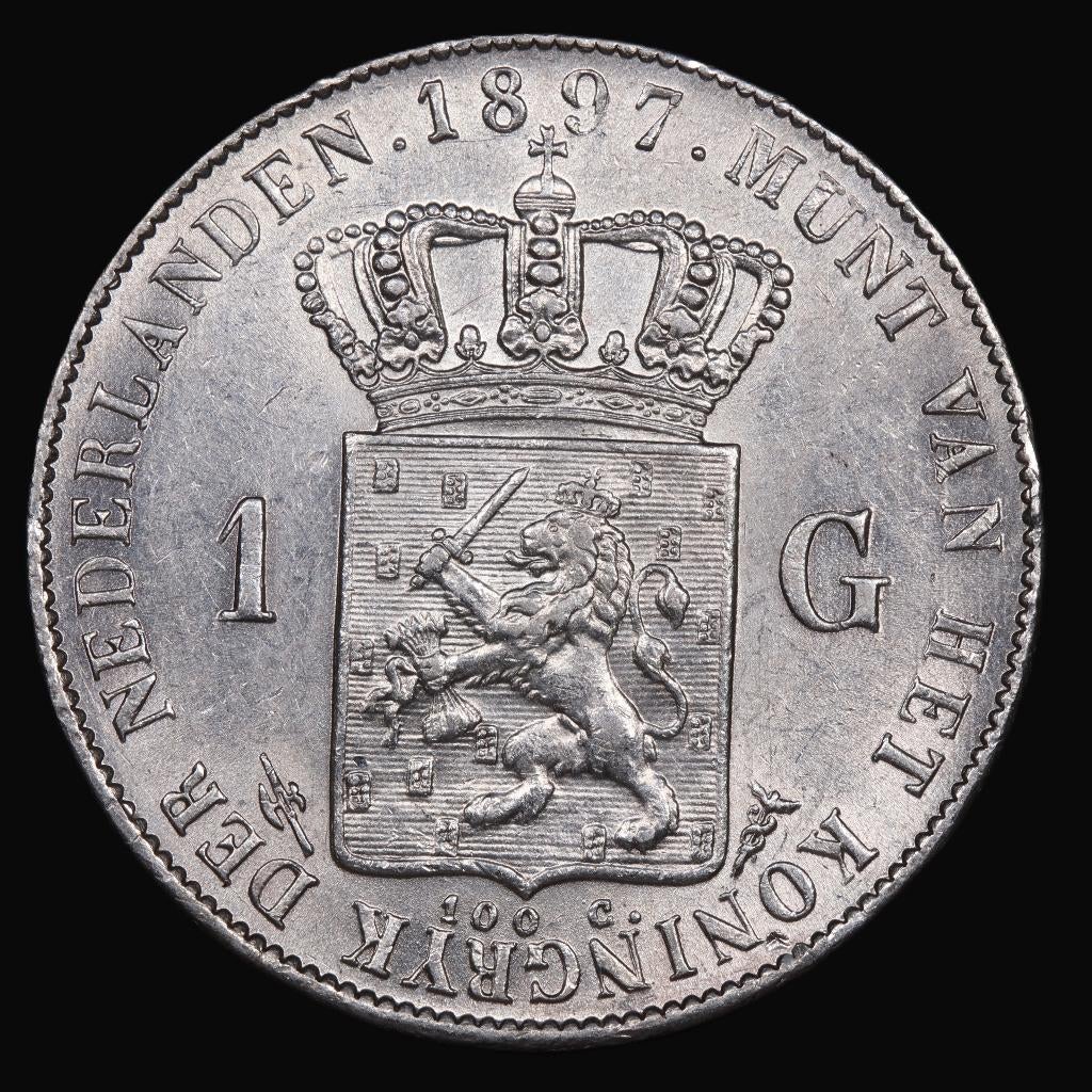 Gulden 1897. Pr., 1 gulden, Zilver, Ophalen of Verzenden, Koningin Wilhelmina