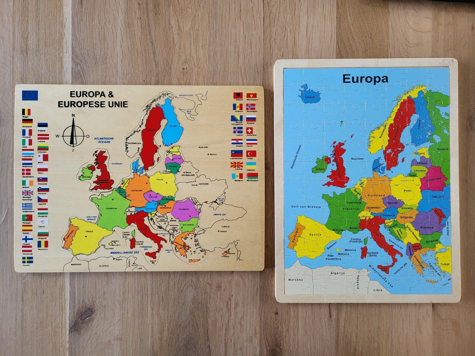 Houten topografie puzzels van Europa & de vlaggen, Kinderen en Baby's, Speelgoed | Educatief en Creatief, Ophalen of Verzenden