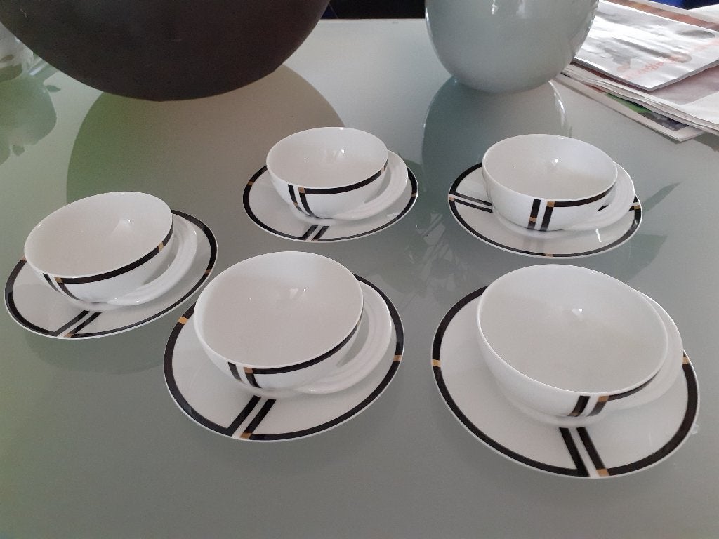 Rosenthal Cupola Nera theekop- en schotels, servies, Overige merken, Ophalen of Verzenden, Zo goed als nieuw, Overige stijlen