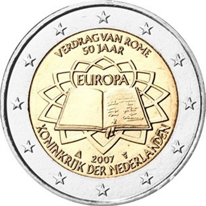 Nederland 2 euro Verdrag van Rome 2007 UNC in munthouder, Postzegels en Munten, Munten | Nederland, Ophalen of Verzenden, Koningin Beatrix