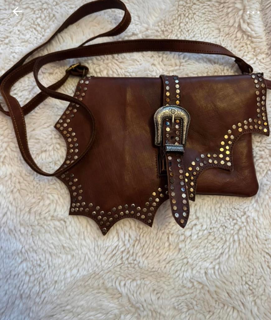 Echt leren cowboy tas, Ophalen of Verzenden, Zo goed als nieuw, Bruin, Handtas