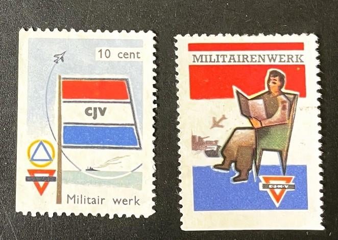 Militair werk / Militairenwerk - 2 oude sluitzegels - CJMV, Verzamelen, Verzenden, Landmacht, Nederland, Overige typen