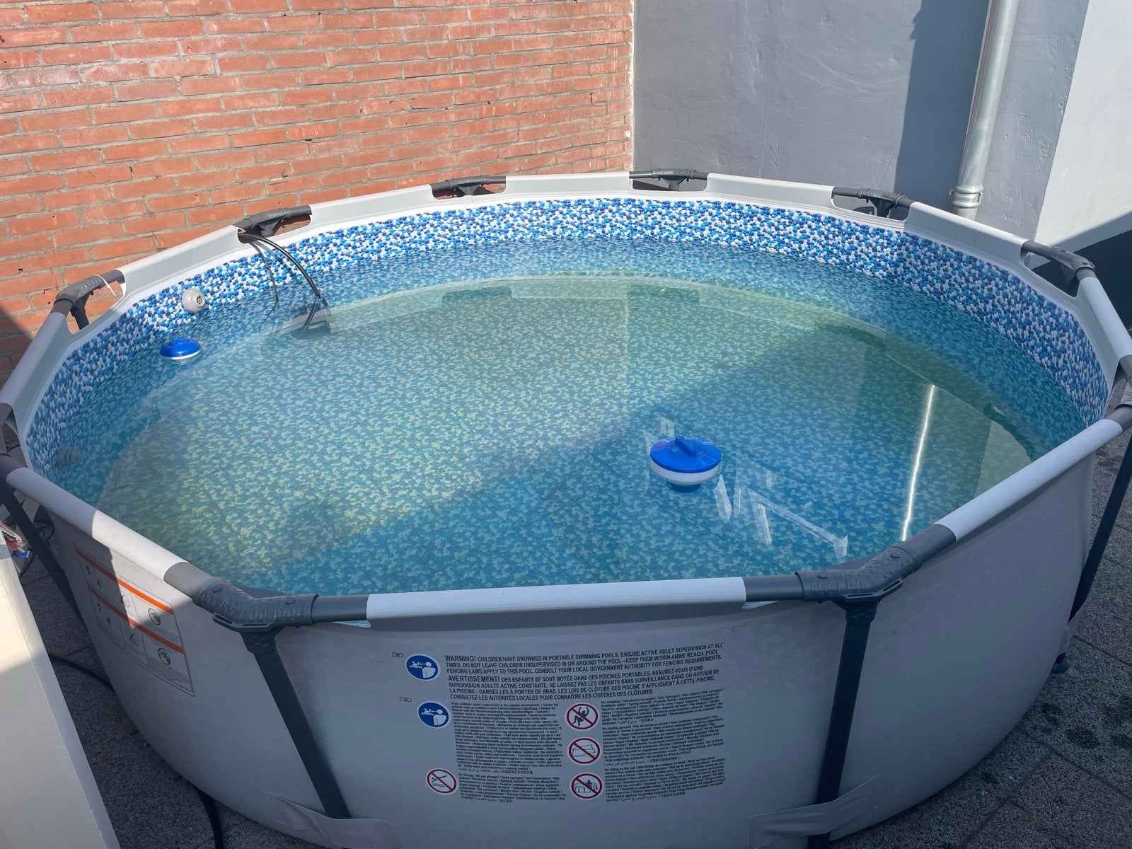 Bestway opzetzwembad met pomp en afdekzeil, Ophalen, Gebruikt, 200 tot 300 cm, 80 tot 120 cm