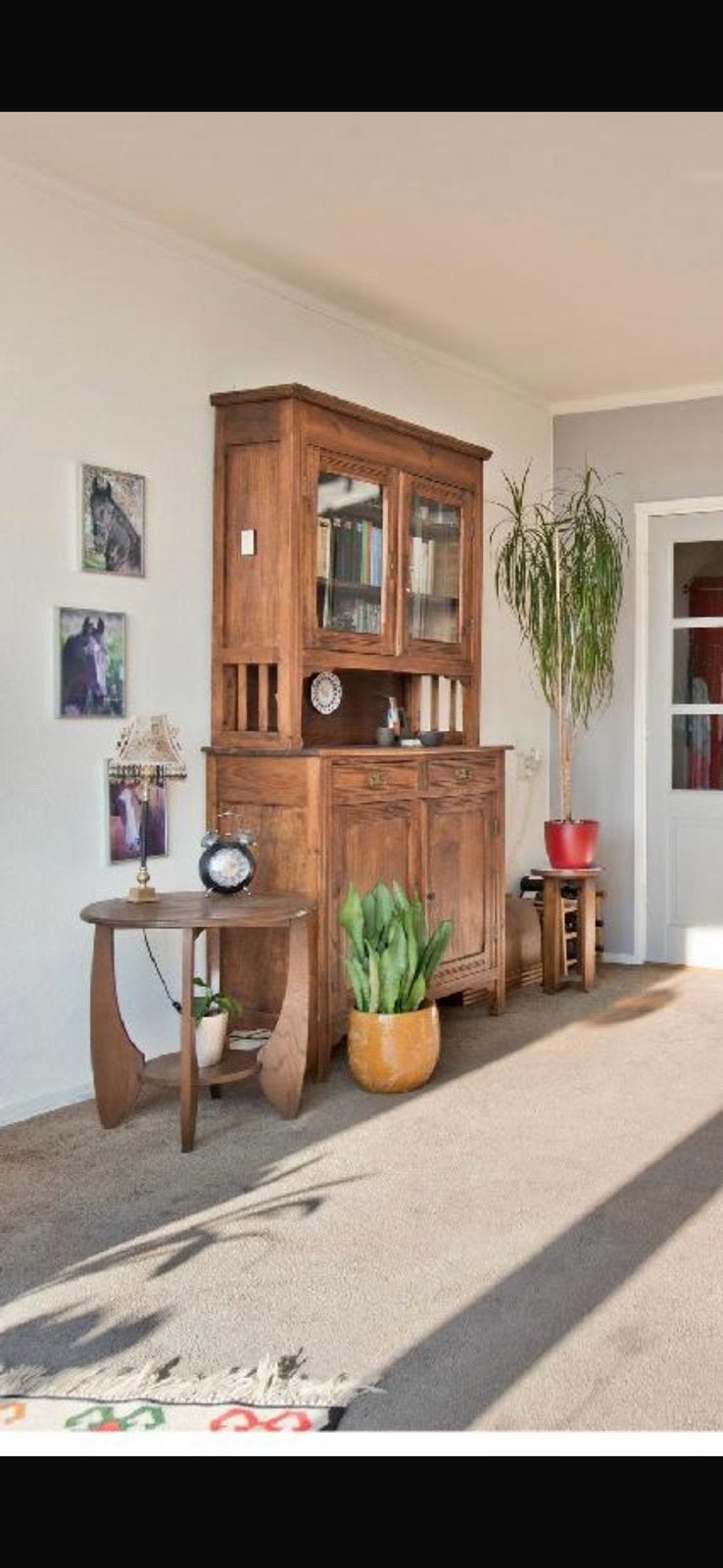 Vintage Solid Wood Cabinet with Original Brass, Ophalen