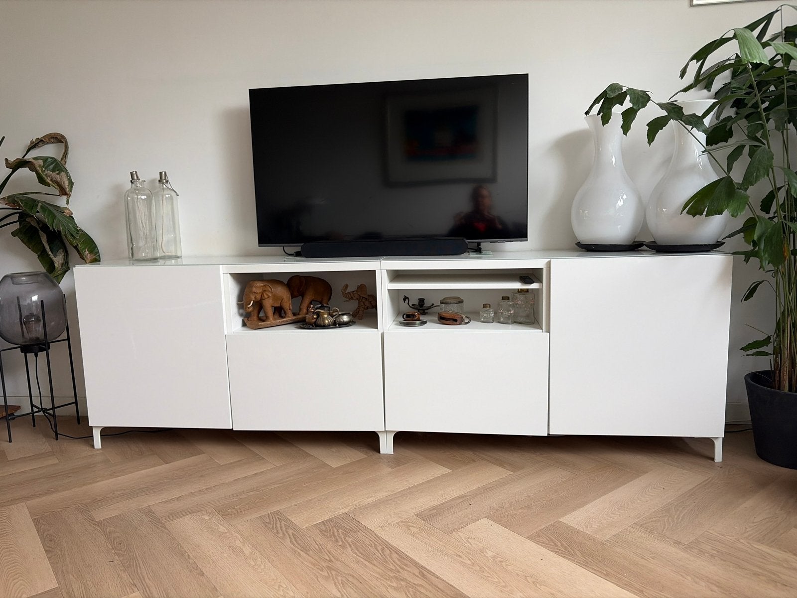 IKEA Besta kasten hoogglans wit met glasplaten (2x 120cm), Ophalen of Verzenden, 200 cm of meer, Minder dan 100 cm, 25 tot 50 cm