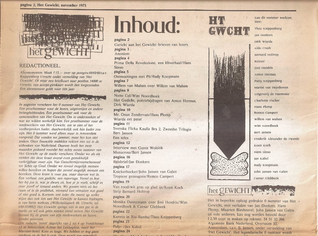 Cultureel & literair tijdschrift "Het Gewicht": 2x uit 1975, Ophalen of Verzenden, Gelezen, Nederland