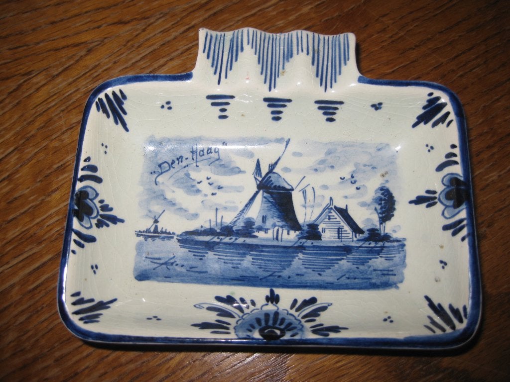 Asbakje delfts blauw handbeschilderd, Antiek en Kunst, Ophalen