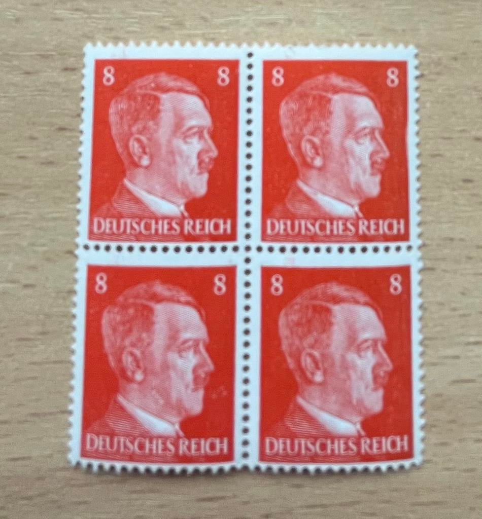 WO2 DUITS Blokje 4 AH zegels 8 pfg rood, Verzenden, Overige soorten, Duitsland, Overige typen