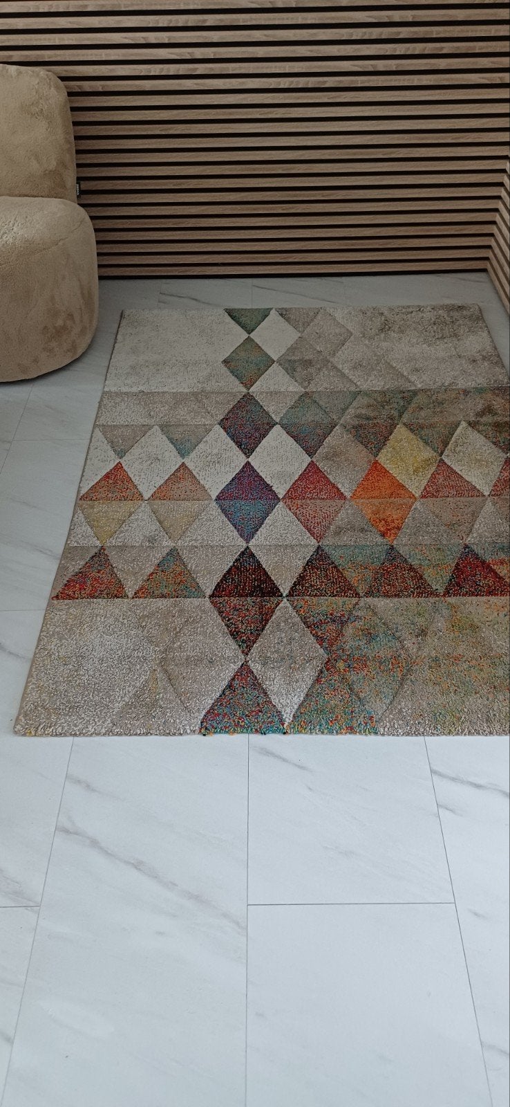 Modern Vloerkleed  120x170 cm - Beige/Multicolor, Huis en Inrichting, Ophalen, 100 tot 150 cm, Geel, 150 tot 200 cm
