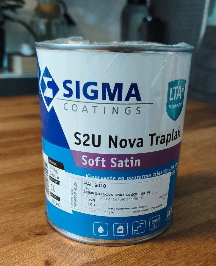 Sigma S2U Nova Traplak Soft Satin RAL 9010 1L, Ophalen of Verzenden, Nieuw, Overige typen