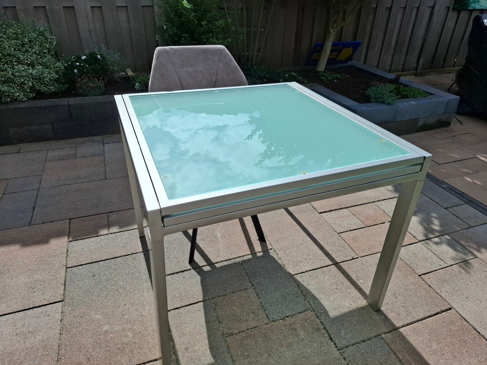 glazen eetkamertafel uitschuifbaar, Gebruikt, 150 tot 200 cm, Rechthoekig, 50 tot 100 cm