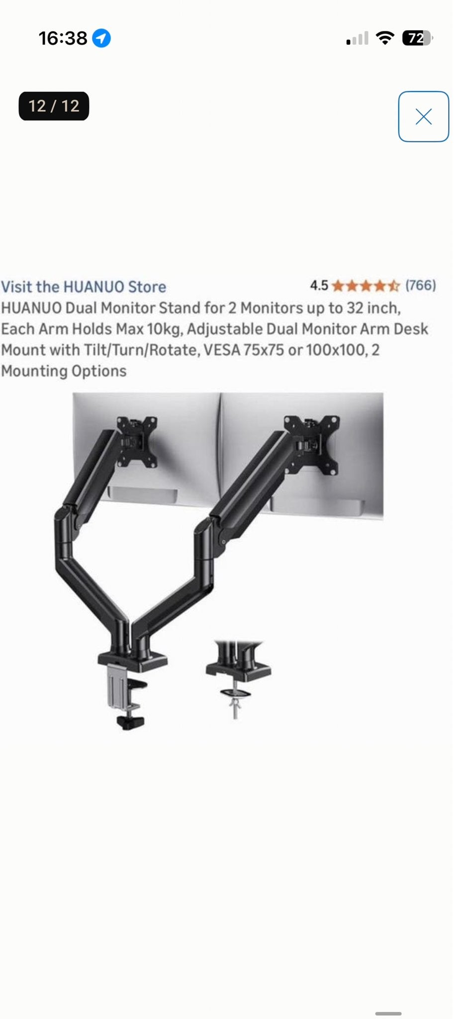 HUANUO Dual Monitor Arm + My Wall Laptop Houder Set, Ophalen, Nieuw, In hoogte verstelbaar