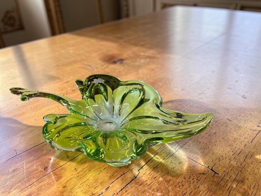 vintage groene murano glazen kom / schaal, Ophalen