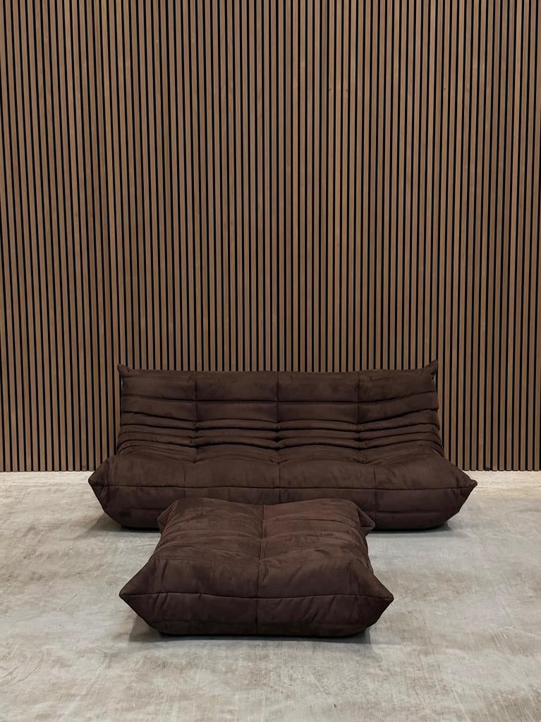 Ligne Roset Togo Large Settee 3-zits | Bruin Alcantara, Ophalen of Verzenden