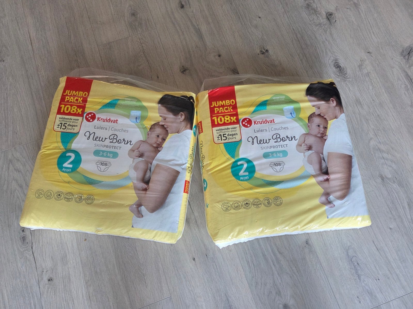2x Kruidvat Luiers mt. 2 Jumbopack a 108 stuks, Ophalen of Verzenden, Nieuw, Overige typen, Overige merken