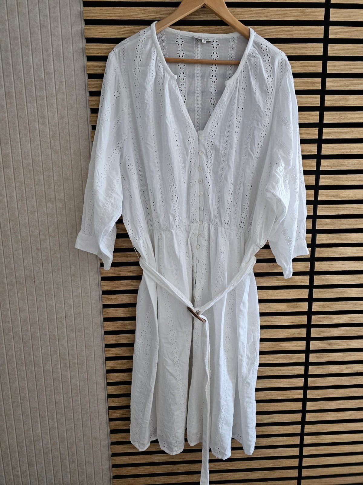 Wit broderie jurkje MS mode maat 54, Kleding | Dames, Grote Maten, Zo goed als nieuw, Jurk, Wit, Ophalen of Verzenden
