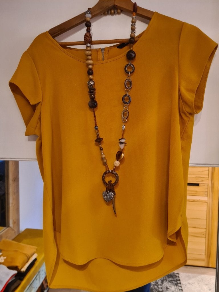 Ketting - Aparte Lange ketting, Sieraden, Tassen en Uiterlijk, Kettingen, Ophalen of Verzenden, Zo goed als nieuw, Bruin, Overige materialen