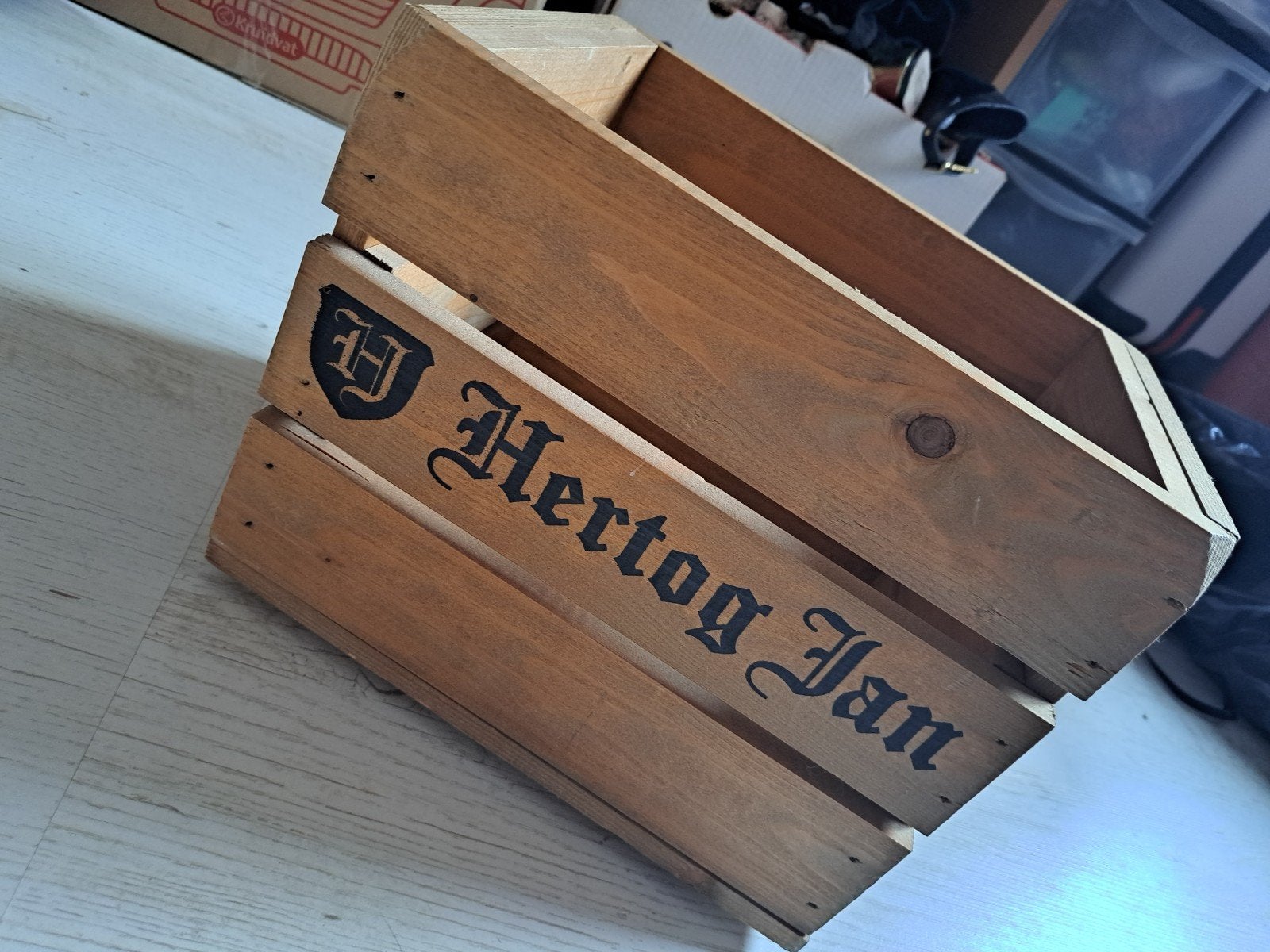 Houten kistje Hertog Jan - ca. 20x25cm, Huis en Inrichting, Woonaccessoires | Kisten, Ophalen, Minder dan 50 cm