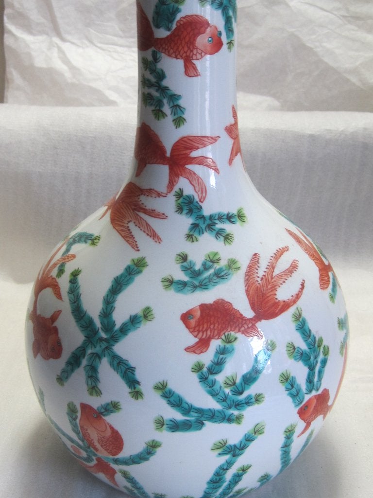 Vintage Chinese goudvis vaas, Ophalen