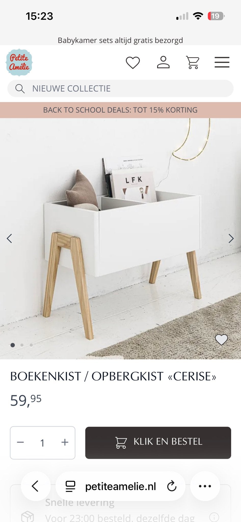 Petite Amélie Boeken-/Opbergkist Cerise - Nieuw in doos, Ophalen of Verzenden, Nieuw, Overige typen