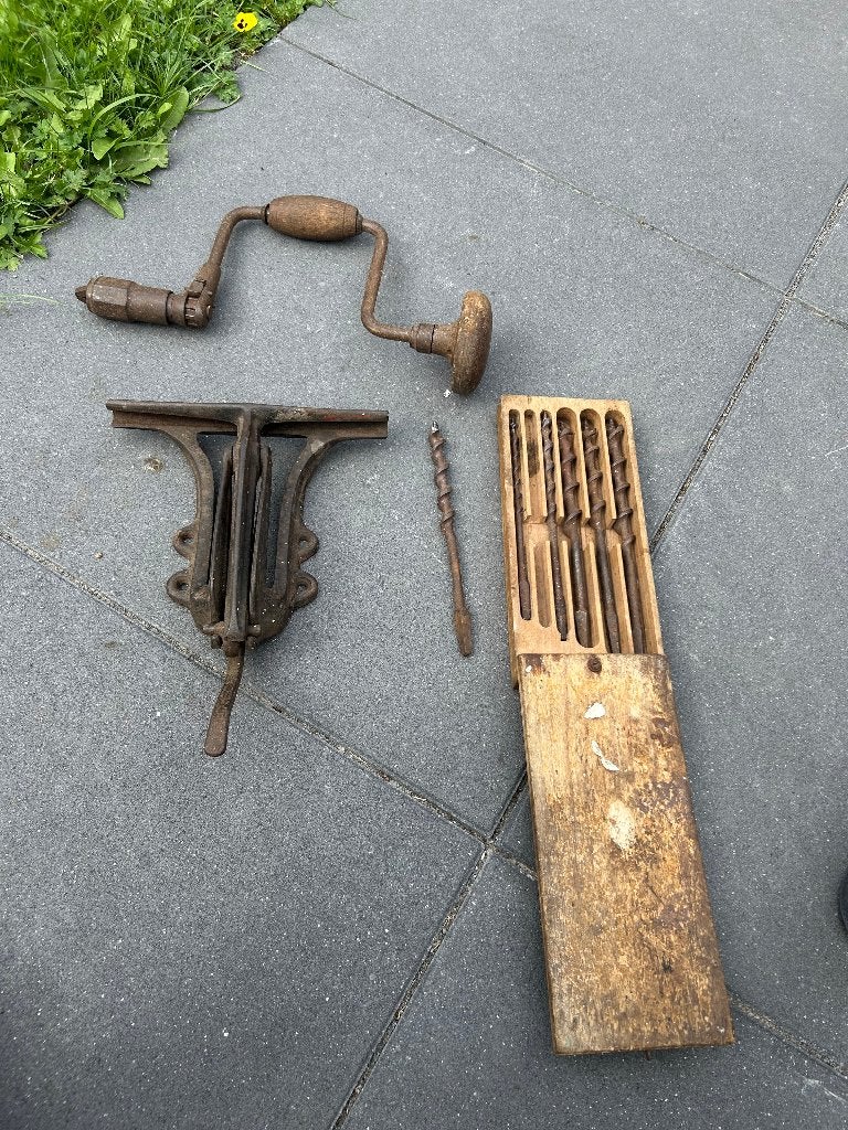 Antiek Gereedschap Partij Werkbankklem Handboor Boren, Antiek en Kunst, Antiek | Gereedschap en Instrumenten, Ophalen of Verzenden