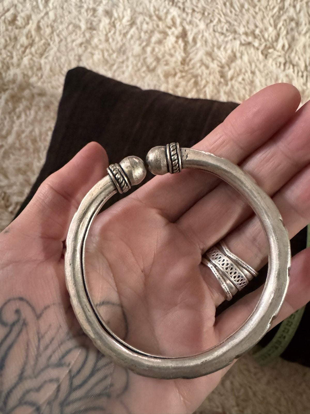 Antieke Tribale Torque Armband uit Rajasthan, India, Sieraden, Tassen en Uiterlijk, Ophalen of Verzenden, Gebruikt, Zilver