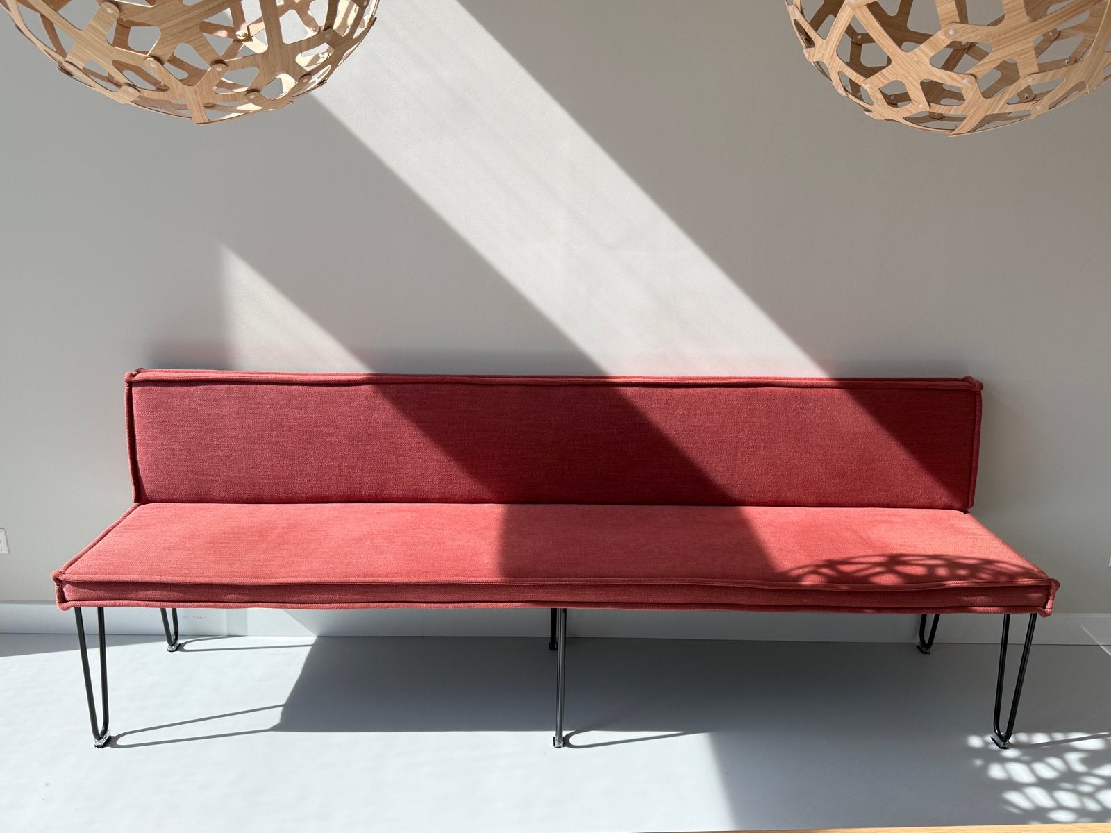 Terracotta Eetkamerbank - 240cm lang, zo goed als nieuw, Huis en Inrichting, Ophalen, Overige kleuren, Zo goed als nieuw, Vijf, Zes of meer stoelen