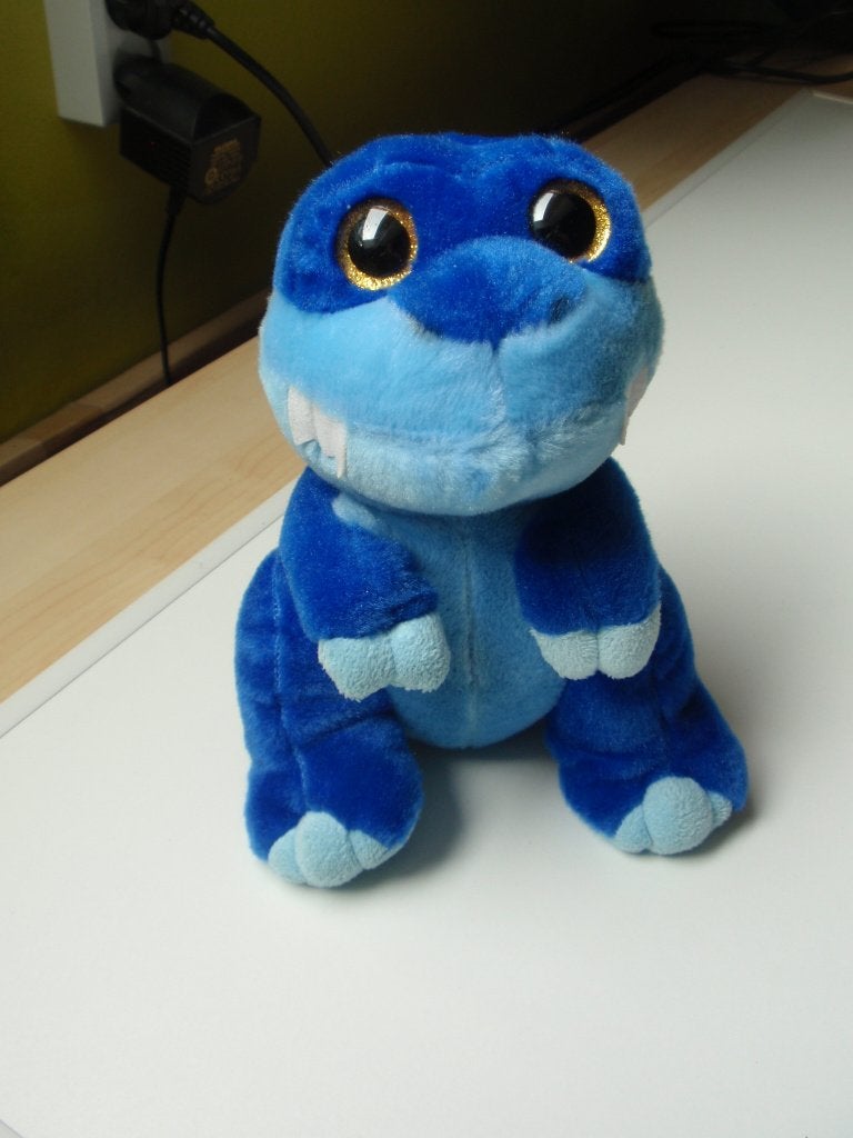 Dino knuffel, Dinosaurus, Blauw, Ophalen of Verzenden, Zo goed als nieuw