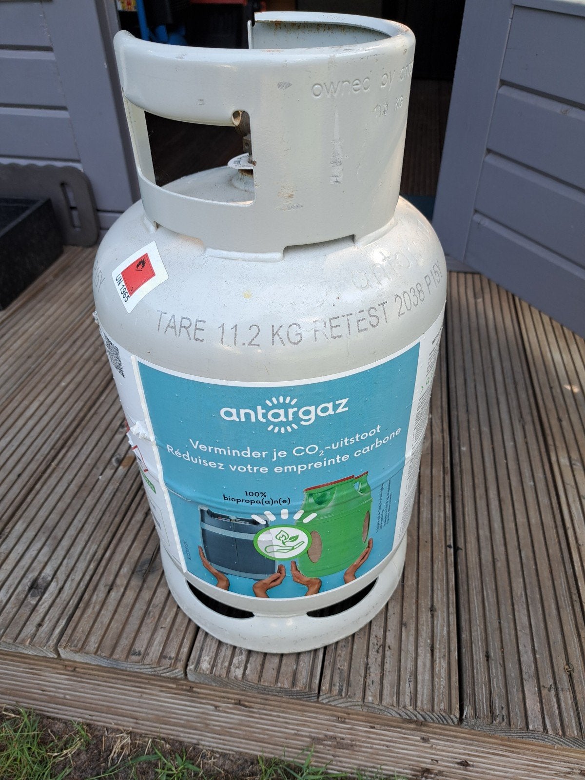 Antargaz propaan gasfles 11.2 kg (leeg) keuring 2038, Ophalen, Zo goed als nieuw