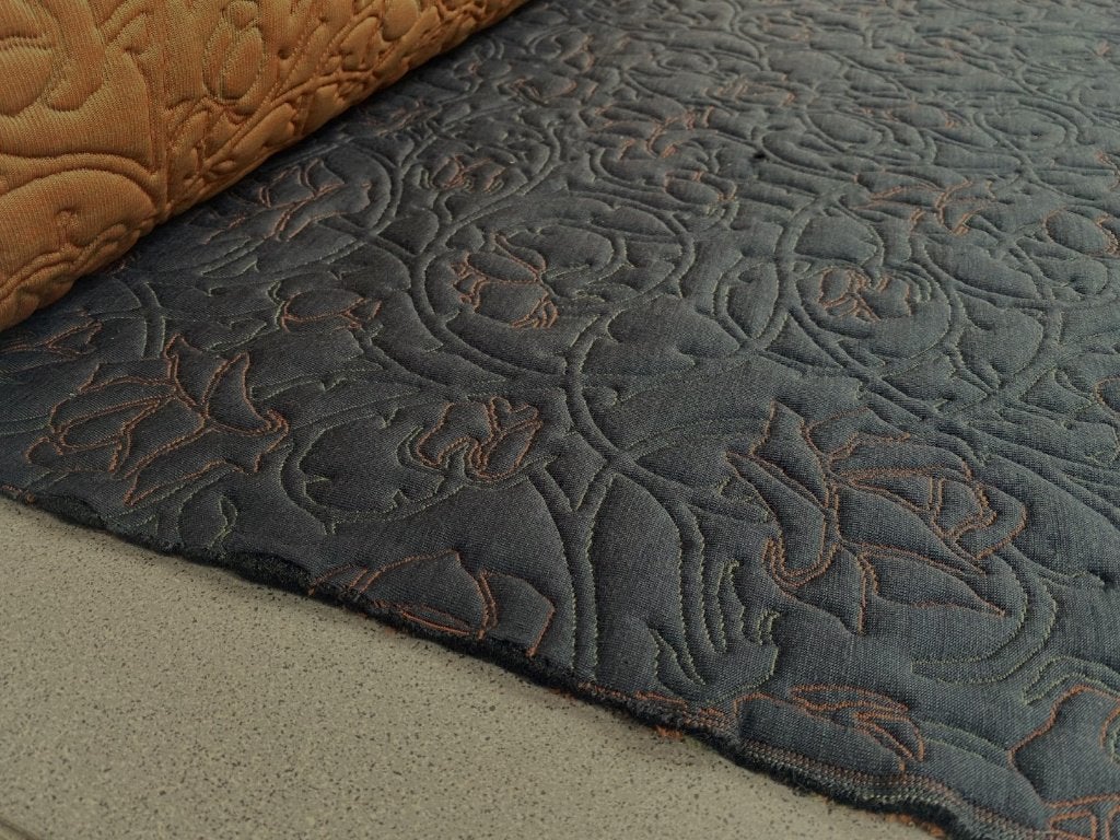 Kvadrat Febrik Rose 433; blauwgrijs/groen/oranje meubelstof, Wol, Meerkleurig, 120 cm of meer, Ophalen of Verzenden