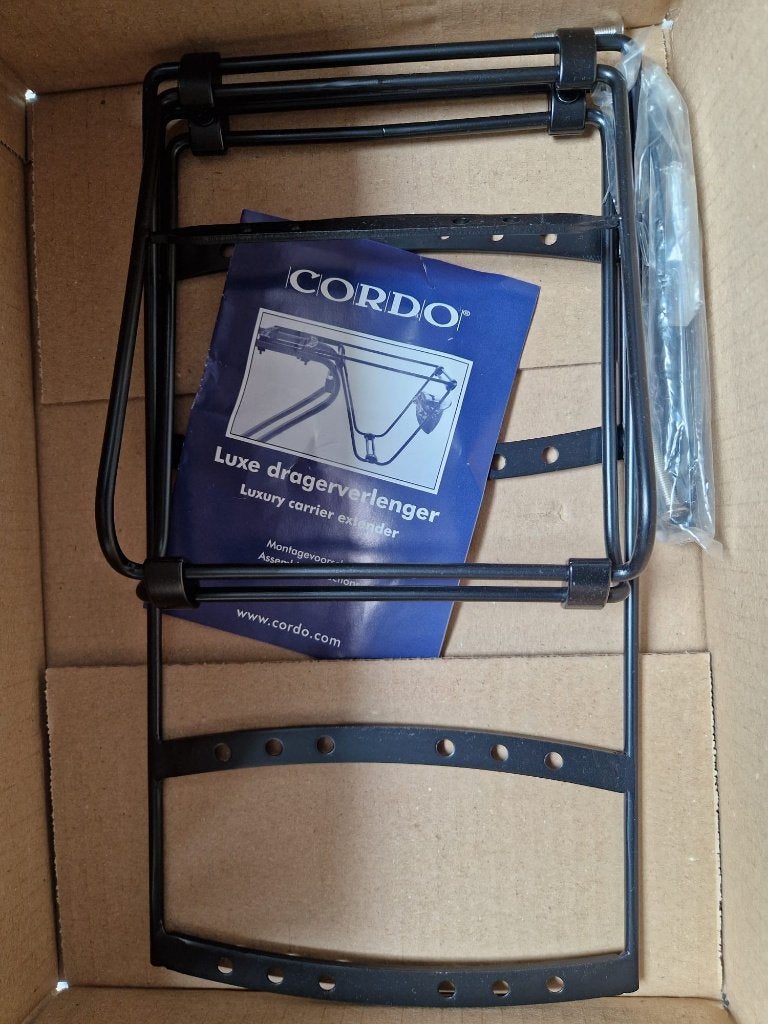 Nieuwe Cordo bagage drager verlenger te koop, Fietsen en Brommers, Ophalen of Verzenden, Nieuw