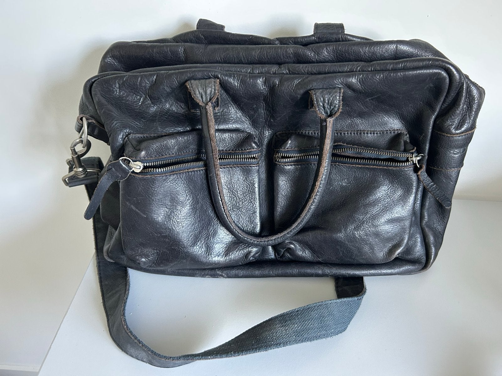 Cowboysbag The Bag Leer, Ophalen of Verzenden, Gebruikt, Blauw, Overige typen