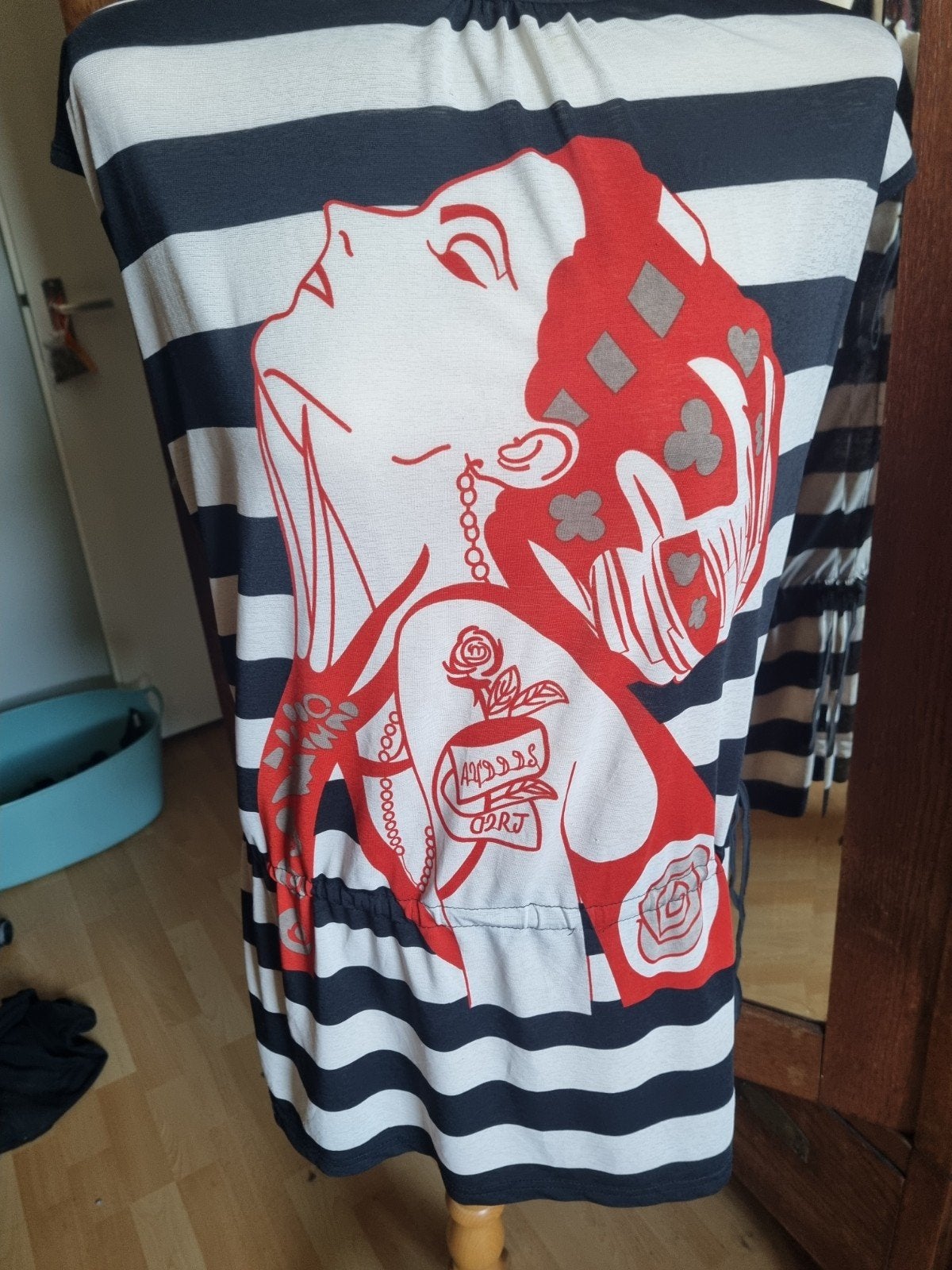 Lilly gestreepte tuniek met print - Maat M, Maat 38/40 (M), Zwart, Ophalen of Verzenden, Lilly