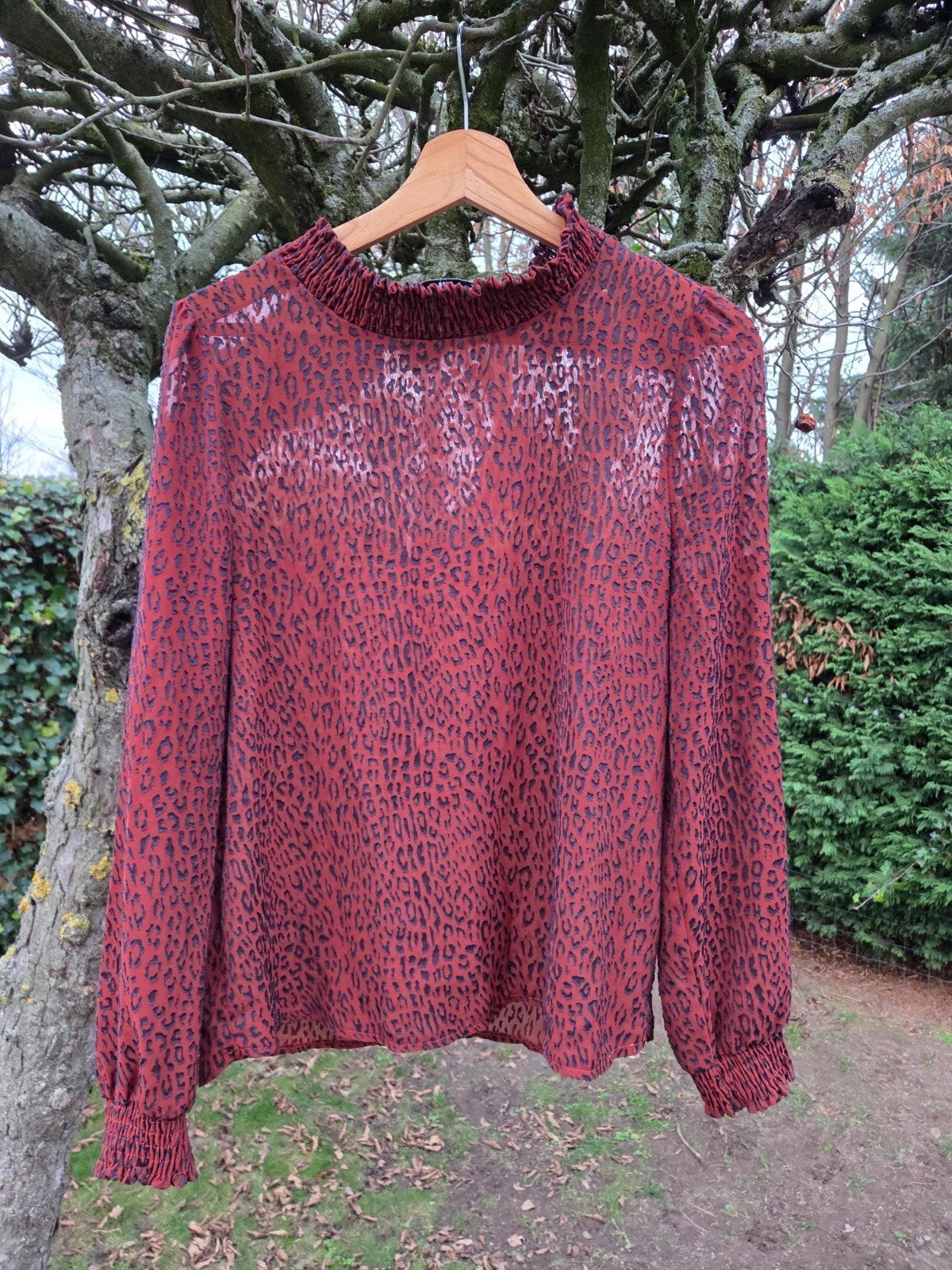 Costes Blue blouse met animal print | L | roestbruin/rood, Maat 38/40 (M), Ophalen of Verzenden, Zo goed als nieuw, Costes