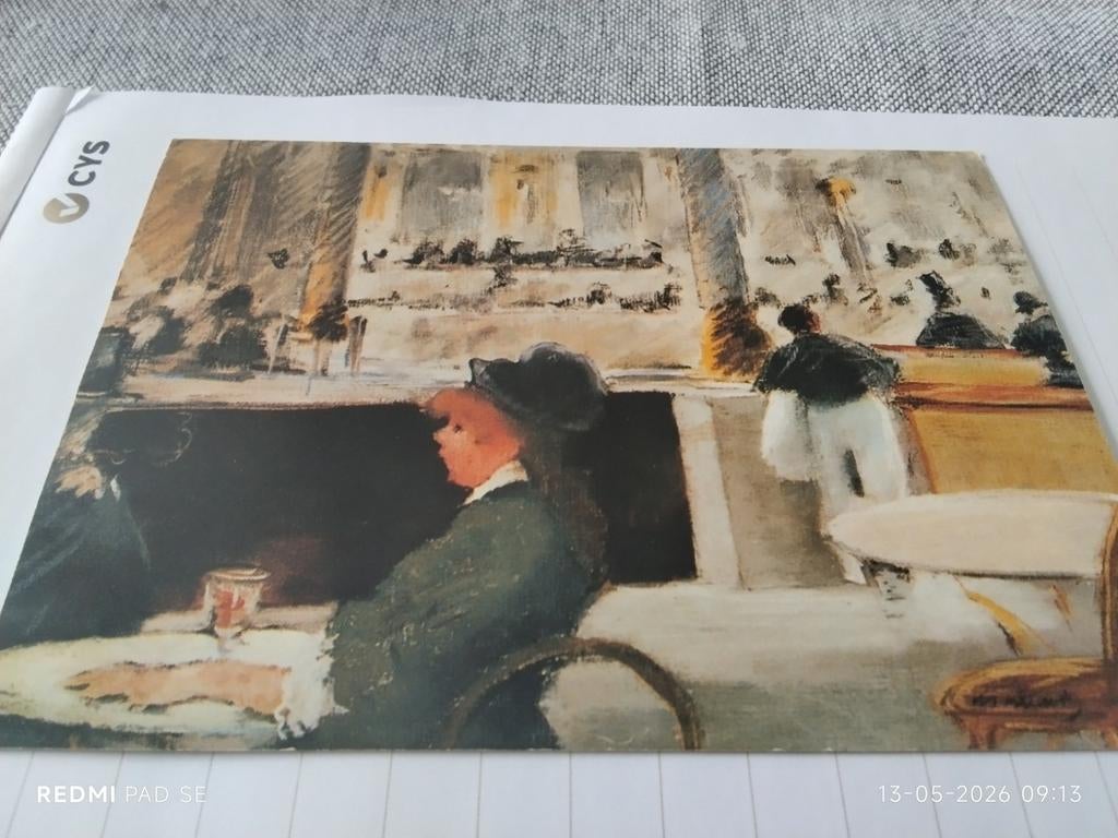 Ansichtkaart Edouard Manet - Een café, Place du Palais-Royal, Ophalen of Verzenden
