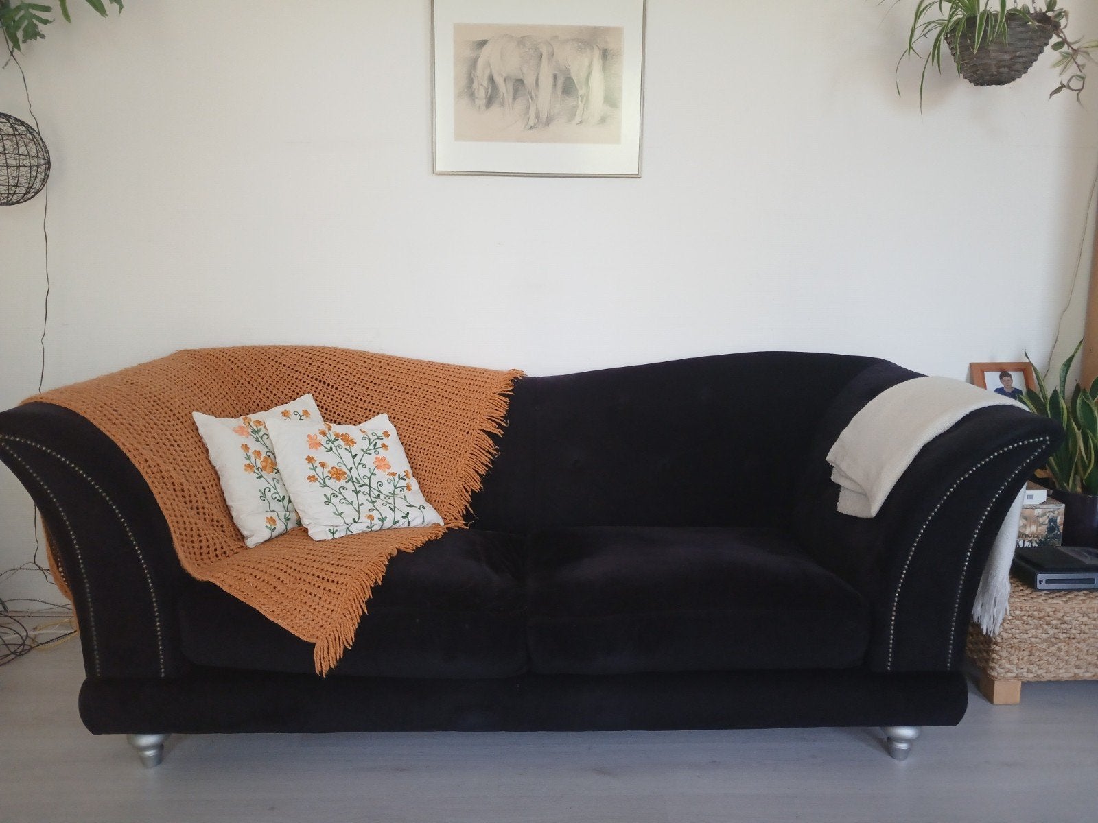 Bank + leren designstoel, Ophalen, Gebruikt, Tweepersoons, 75 tot 100 cm