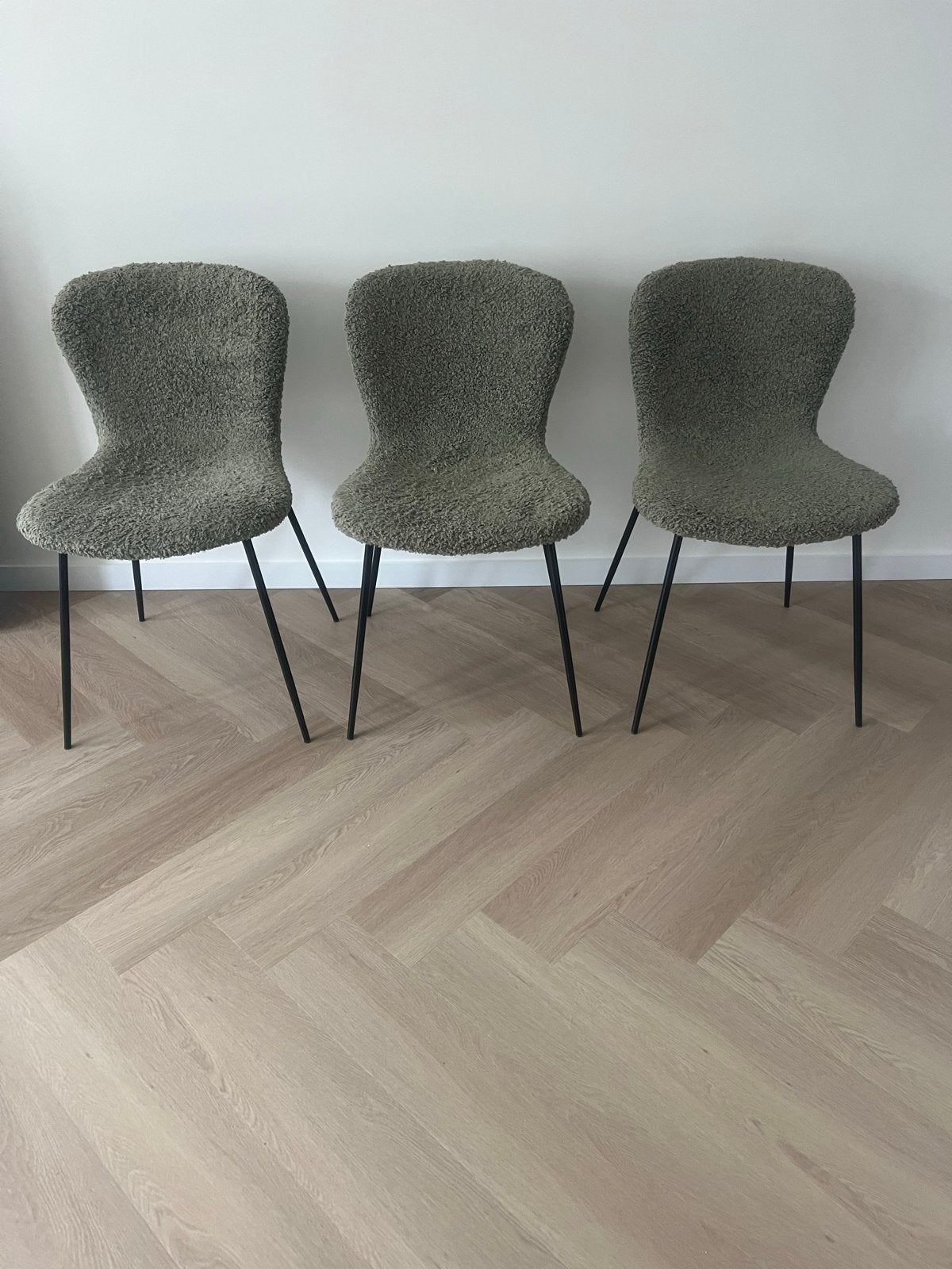 By-Boo Skip eetkamerstoelen teddy groen (3 stuks), Huis en Inrichting, Ophalen, Gebruikt, Overige kleuren, Drie
