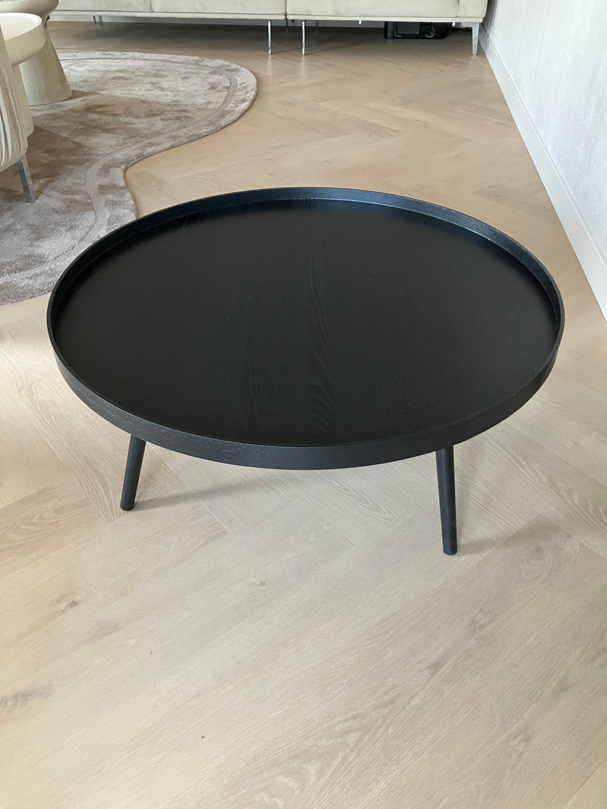 Woood salontafel Mesa zwart, Huis en Inrichting, Tafels | Salontafels, Ophalen, Gebruikt, Rond, 50 tot 100 cm