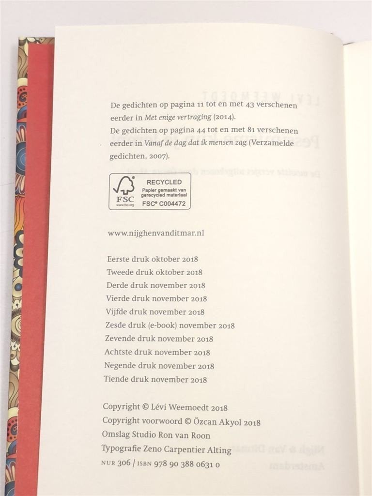 Pessimisme kun je Leren! — Levi Weemoedt, Gedichten 2018, Boeken, Ophalen of Verzenden, Gelezen