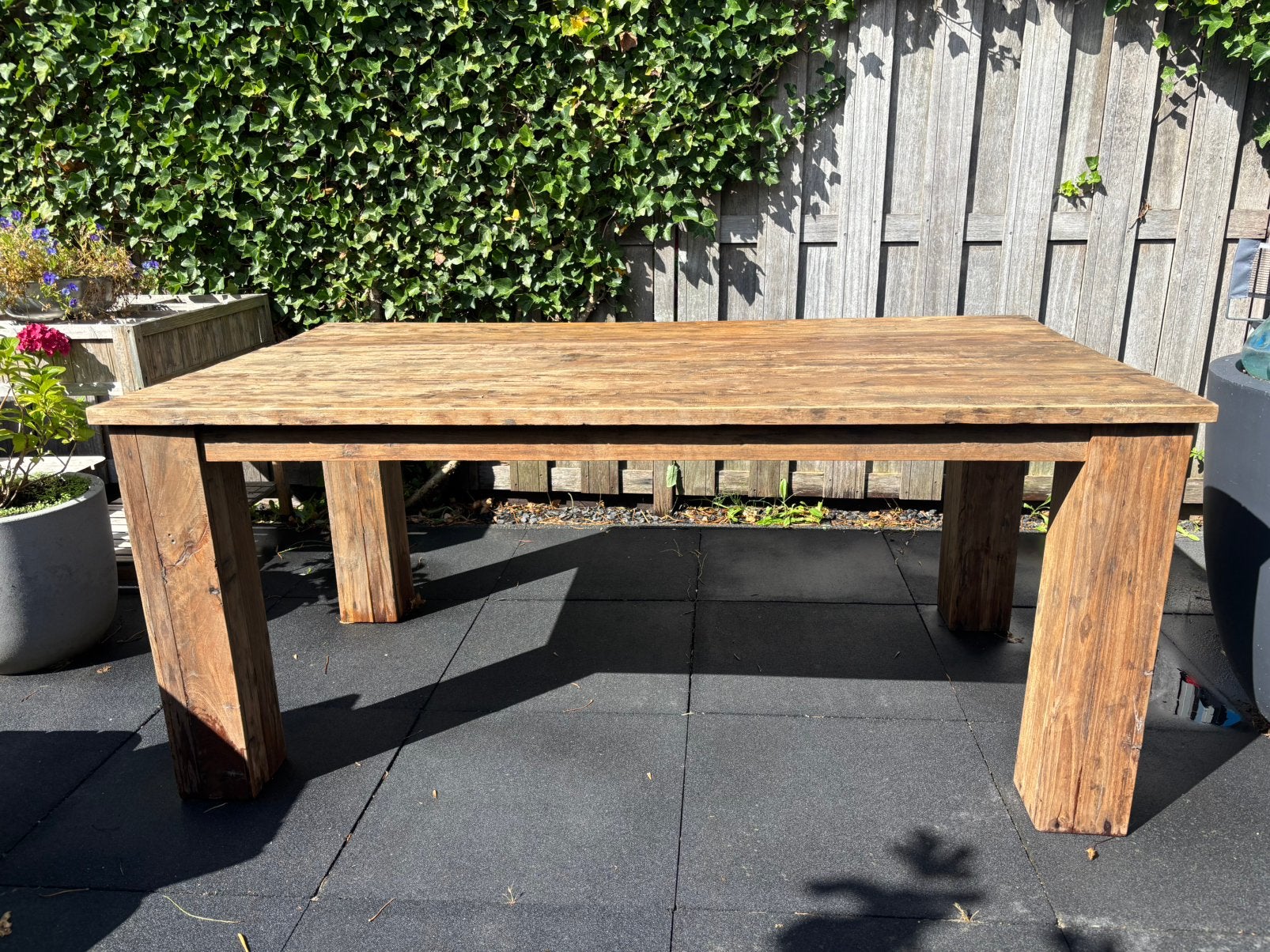 Houten eettafel, Tuin en Terras, Ophalen of Verzenden, Zo goed als nieuw, Rechthoekig, Hout