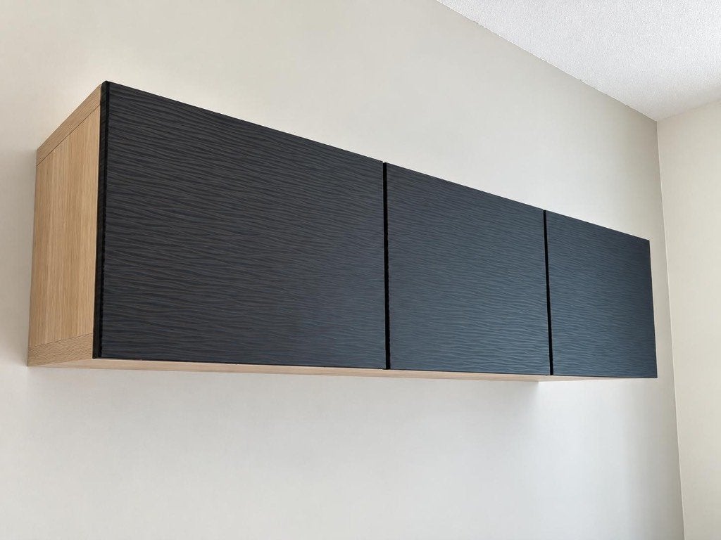 IKEA BESTÅ wandkast – zwart / eiken, Huis en Inrichting, Ophalen, Zo goed als nieuw, Minder dan 150 cm, Minder dan 100 cm
