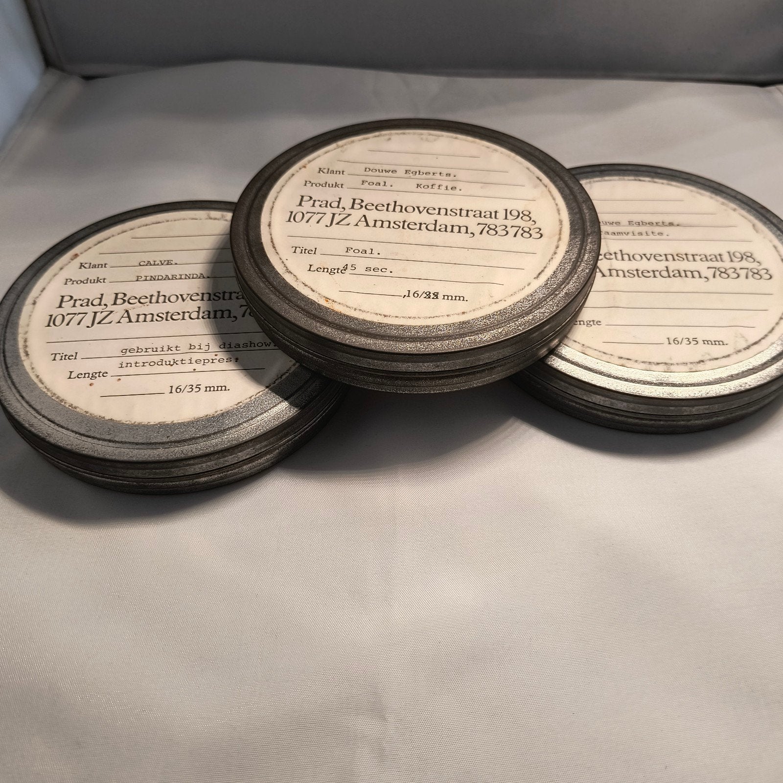 Vintage filmblikken Douwe Egberts en Pinda Rinda, Antiek en Kunst, Ophalen of Verzenden