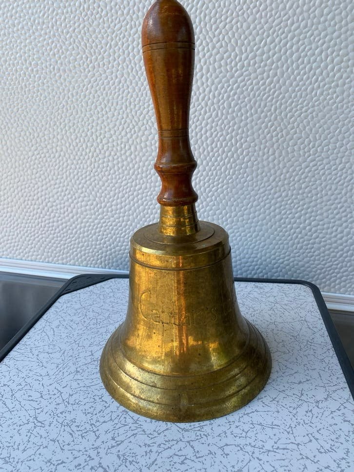 Antieke scheepsbel 'Captain's Table' van messing 40 cm hoog, Ophalen of Verzenden