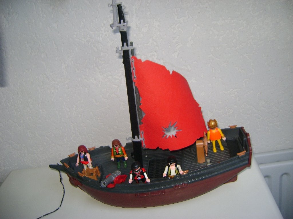 playmobiel piratenboot met 5 piraten kanon 41lx18h niet comp, Ophalen of Verzenden, Gebruikt, Complete set, Boot/Schip