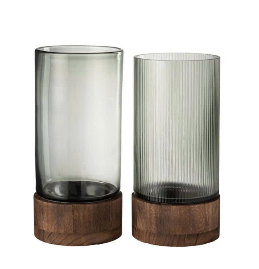 Gevraagd: J-line Ray glas bruin windlicht / vaas, Ophalen, Zo goed als nieuw, Overige kleuren, Glas