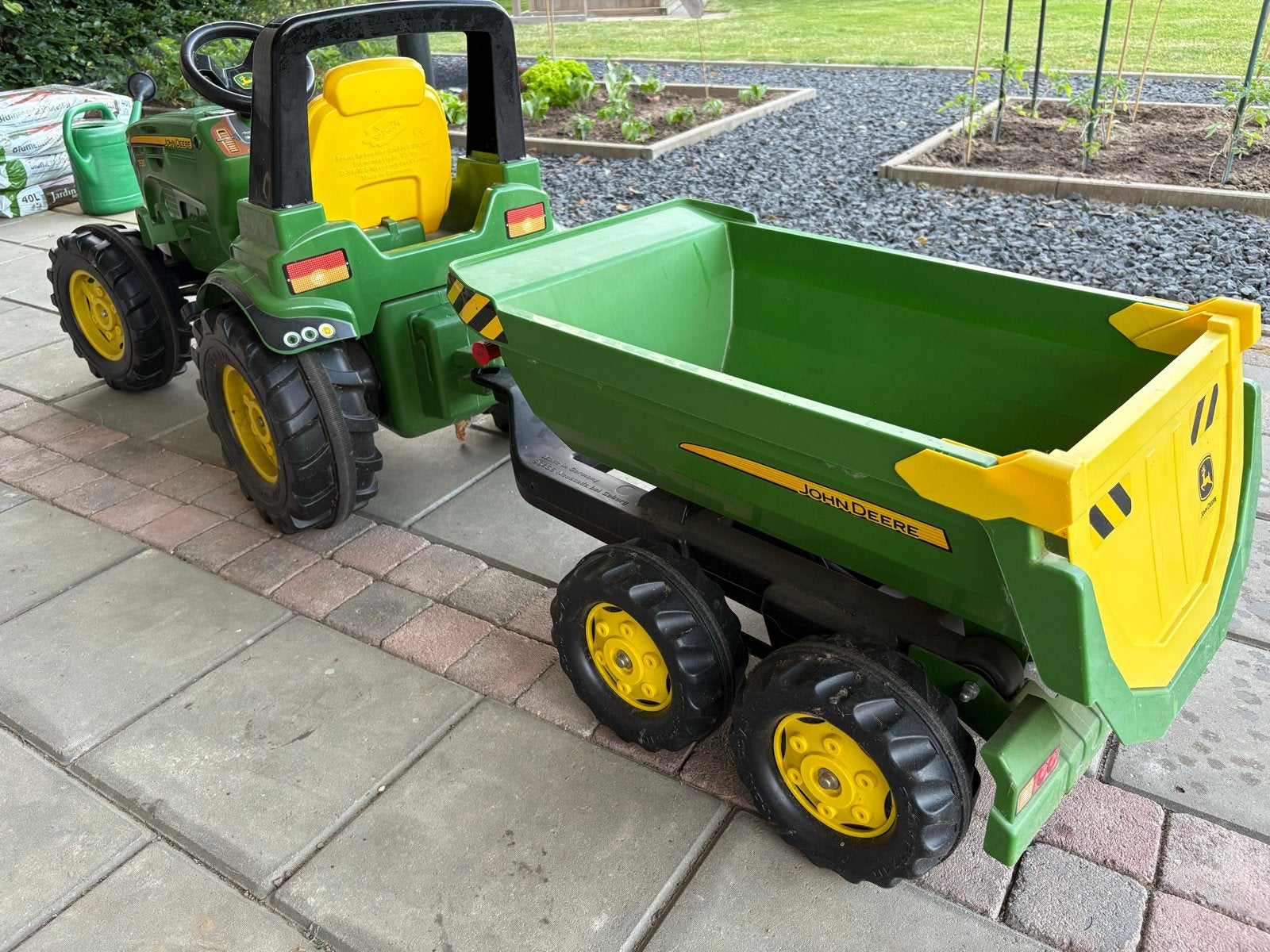 John Deere Traptractor met aanhanger, Kinderen en Baby's, Speelgoed | Buiten | Voertuigen en Loopfietsen, Ophalen, Zo goed als nieuw
