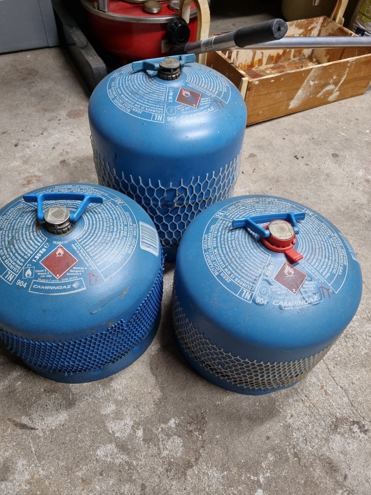 3 Campingaz gasflessen, Ophalen, Gebruikt