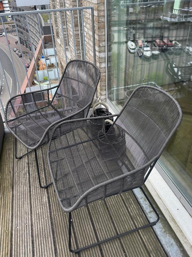 2x Rivièra Maison buitenstoel | Touw | Antraciet, Ophalen, Zo goed als nieuw, Metaal